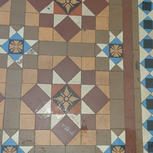 Before restored Minton floor tiles after professional cleaning in Walsall